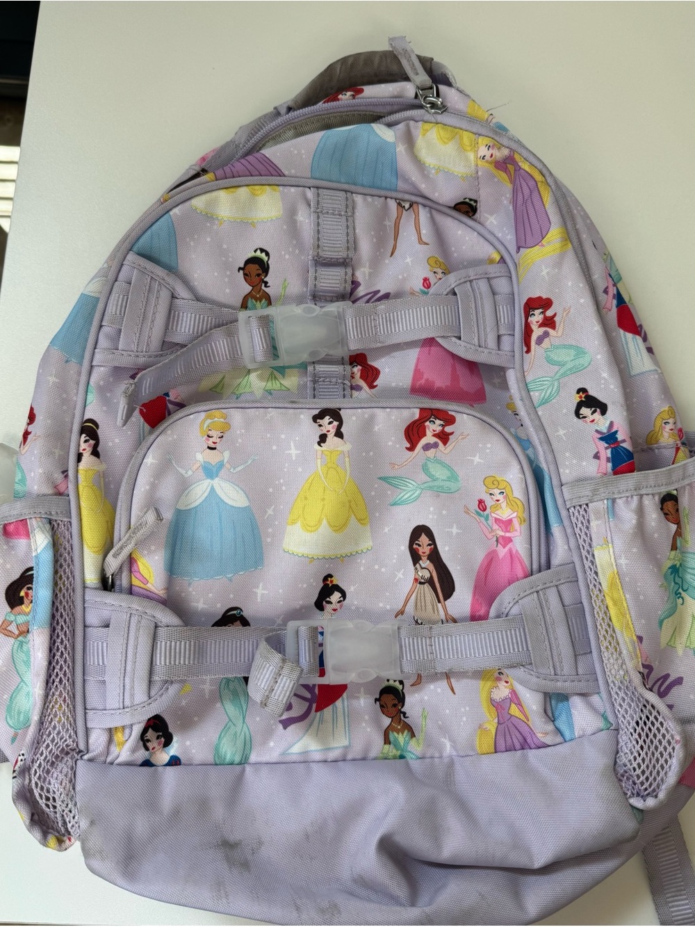 Disney Pottery Barn Kids Purple Princess Print Backpack - Size Large